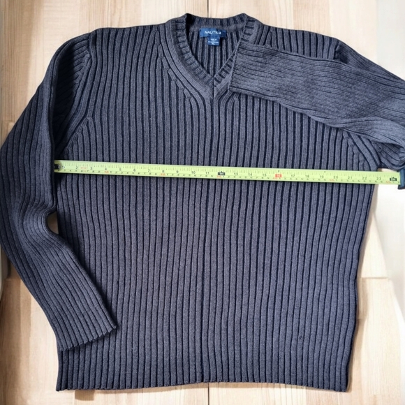 Nautica 100% Merino Wool Knit Ribbed  V-Neck Pullover Sweater Men’s Size XL - Picture 4 of 6